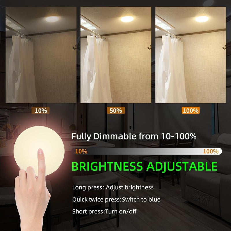 ULITECO RV Ceiling Light 12V, 4.5Inch RV Light Interior, Dimmable Puck Dome Lights for Motorhome Boat Trailer (Warm White 6Pack) - Image 3